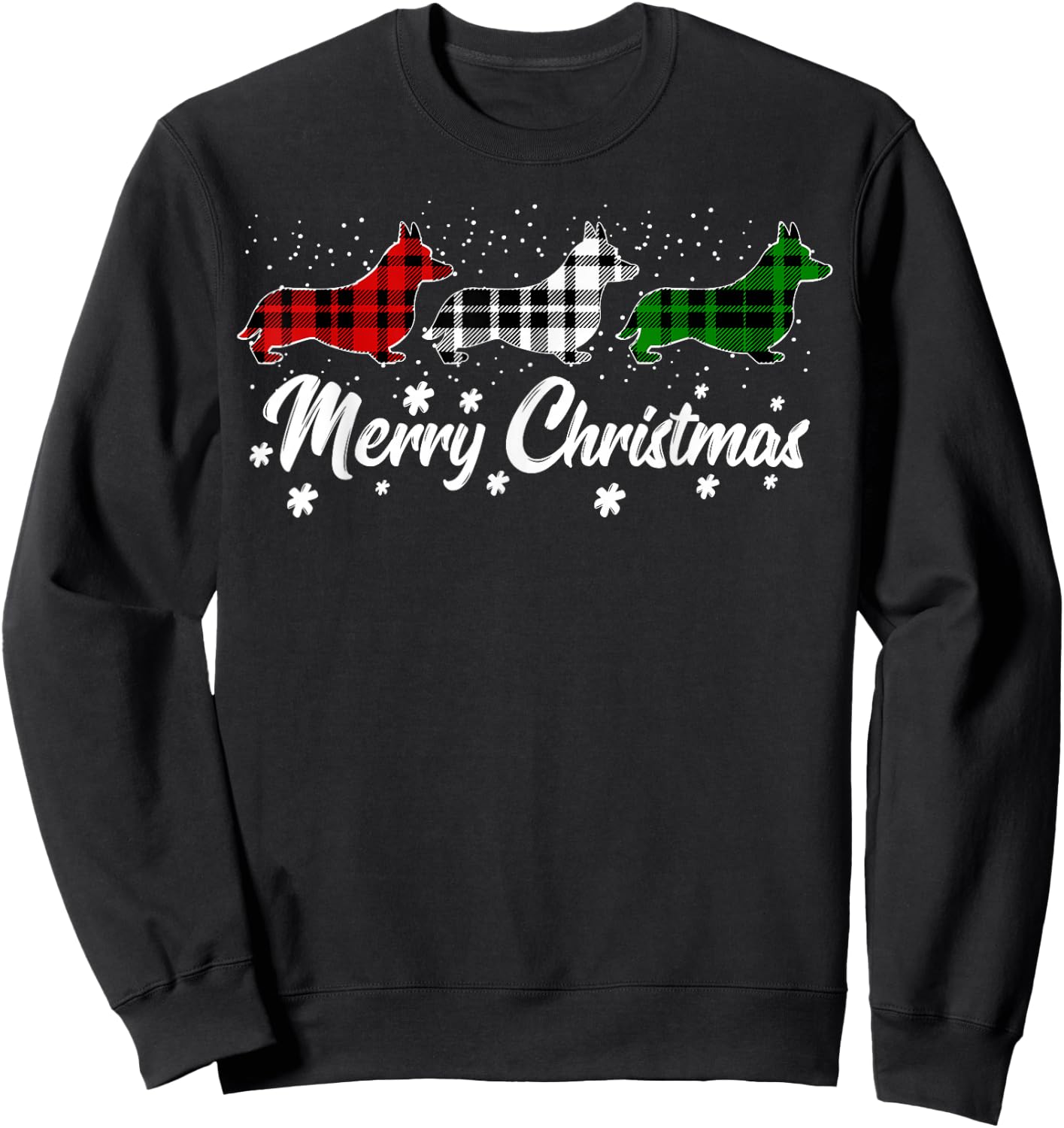 Welsh Corgi Christmas Light Red White Green Dog Lover Sweatshirt - Sweatshirt | Black