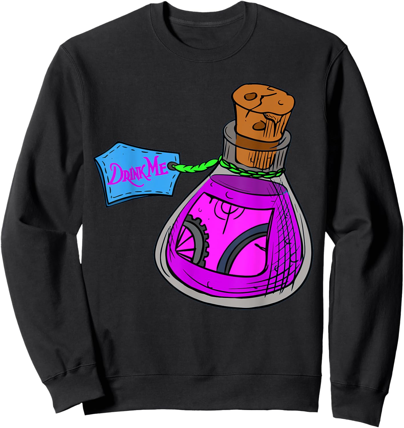 Alice in Wonderland Drink Me Bottle Sweatshirt - Sweatshirt | Black