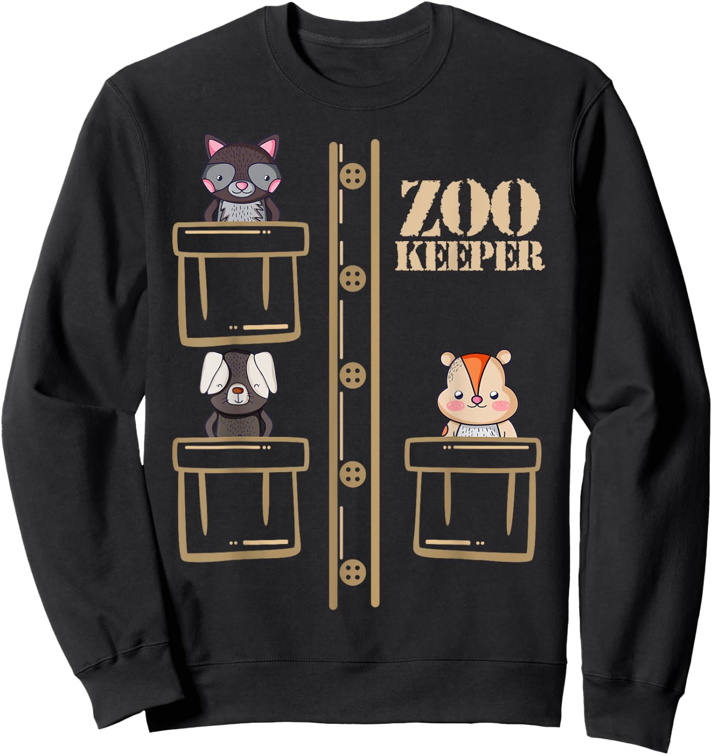 Zoo Keeper Halloween Safari Adult Men Women Costume Shirt Sweatshirt - Sweatshirt | Black