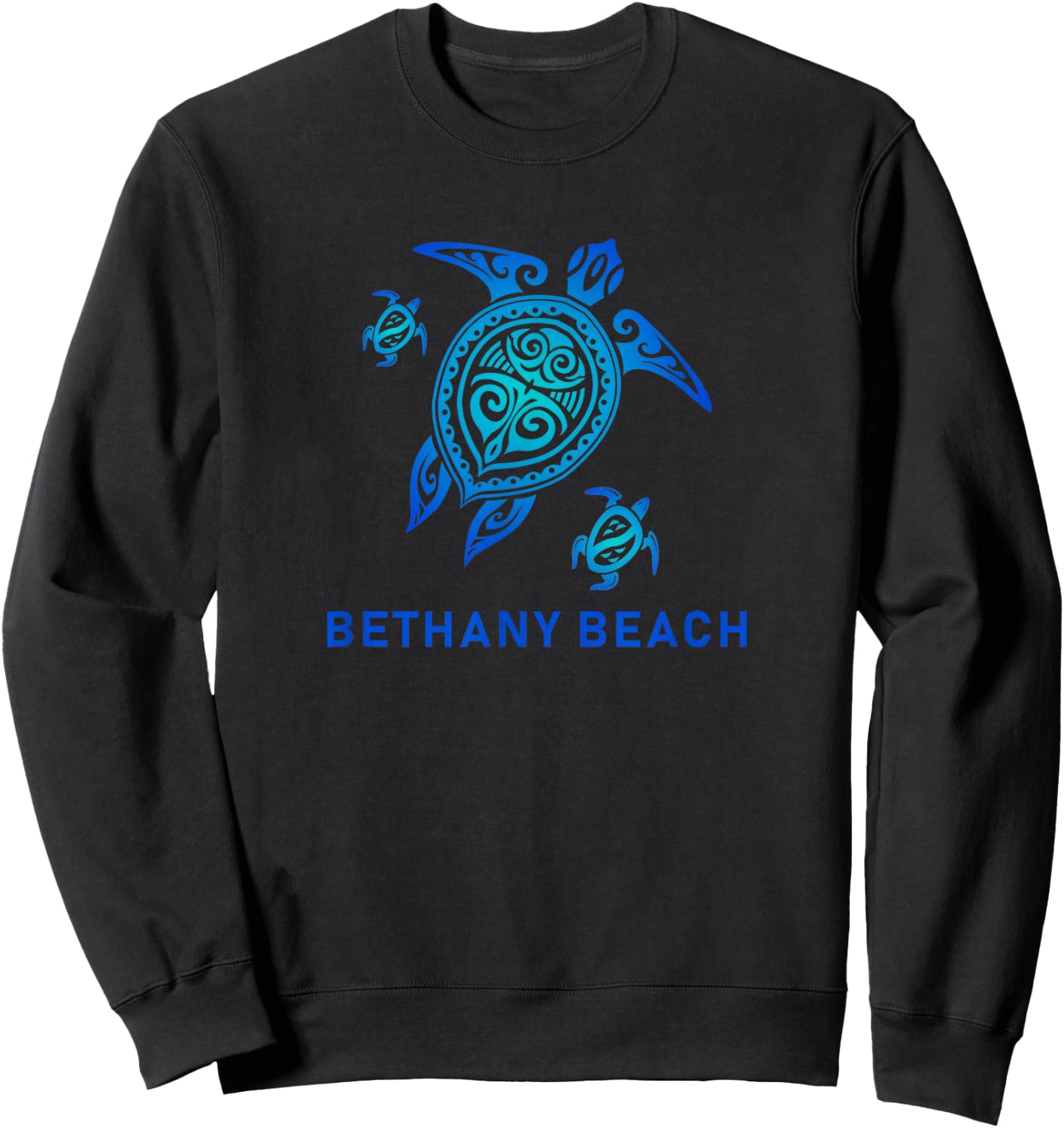Bethany Beach Delaware Sea Blue Tribal Turtle Sweatshirt - Sweatshirt | Black