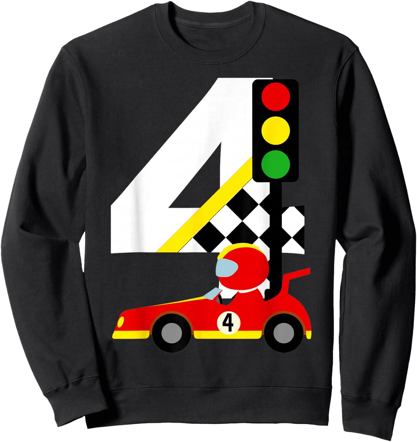 4th Birthday Race Car Racer 4 Years Old Birthday Boy Toddler Sweatshirt - Sweatshirt | Black