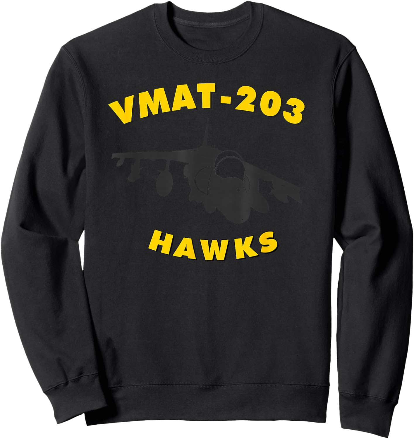VMAT-203 Hawks AV8B Harrier Attack Training Squadron Sweatshirt - Sweatshirt | Black