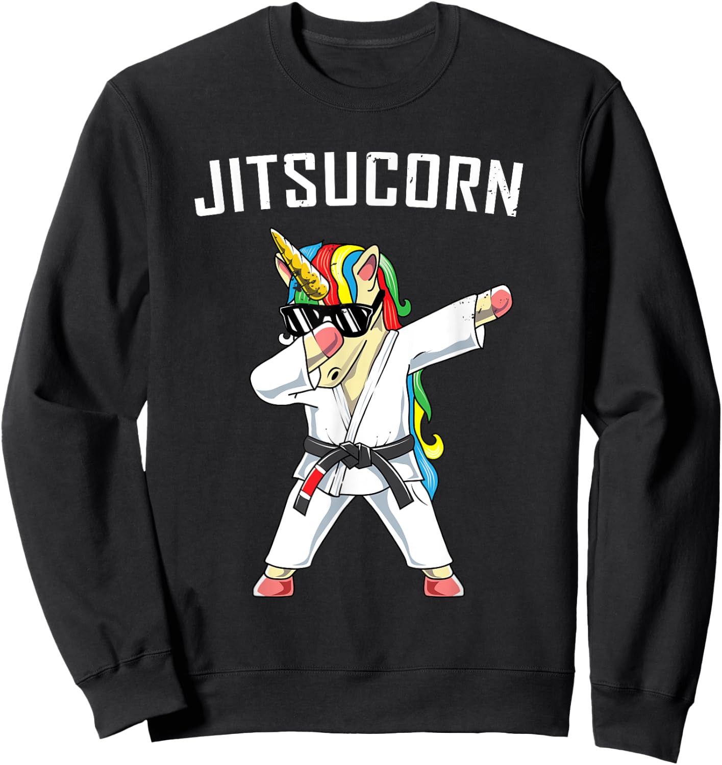 Jiu Jitsu Dabbing Unicorn T Shirt | Jitsucorn Funny Gift Sweatshirt - Sweatshirt | Black