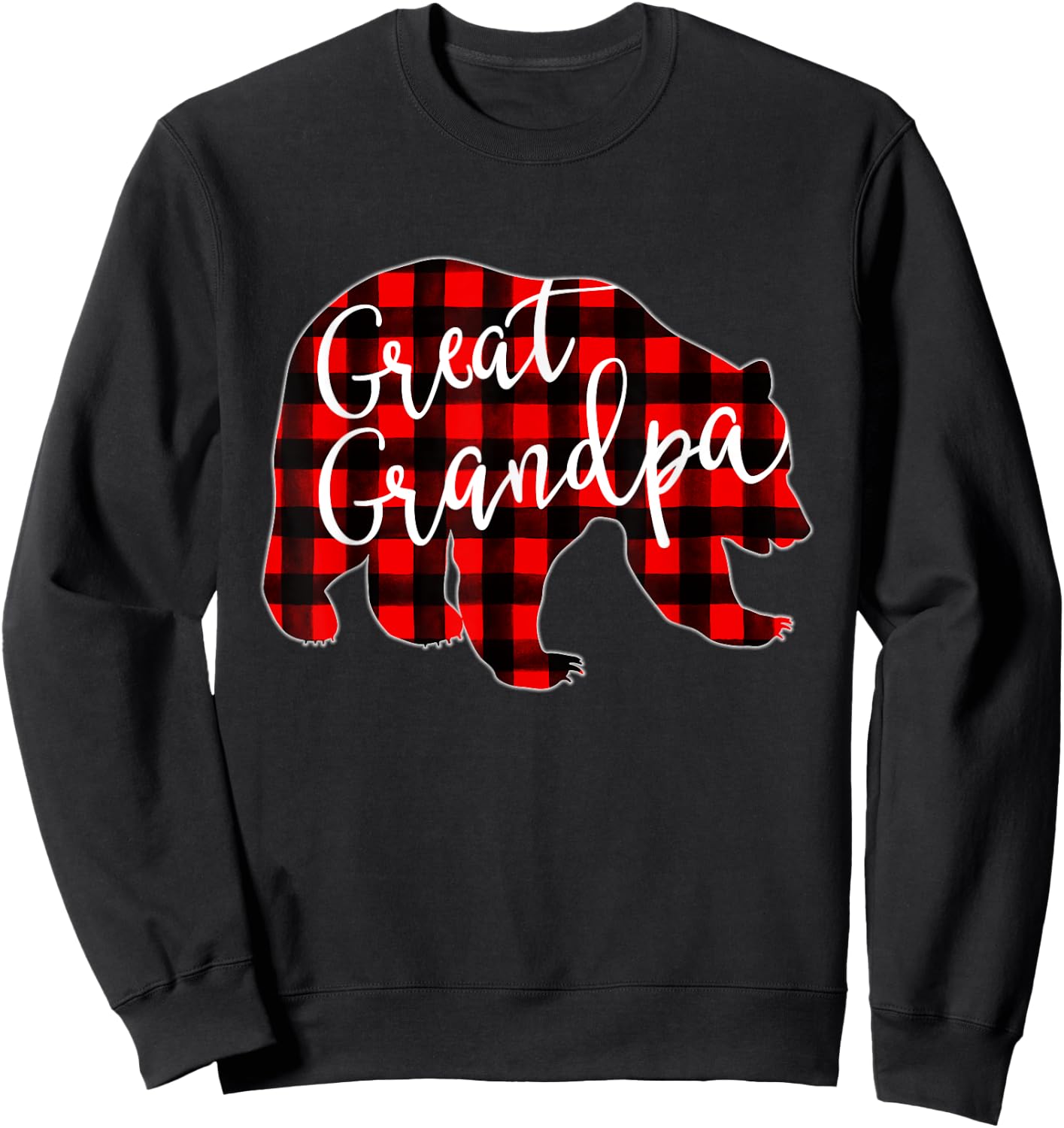 Red Plaid Great Grandpa Bear Matching Family Christmas Eve Sweatshirt - Sweatshirt | Black