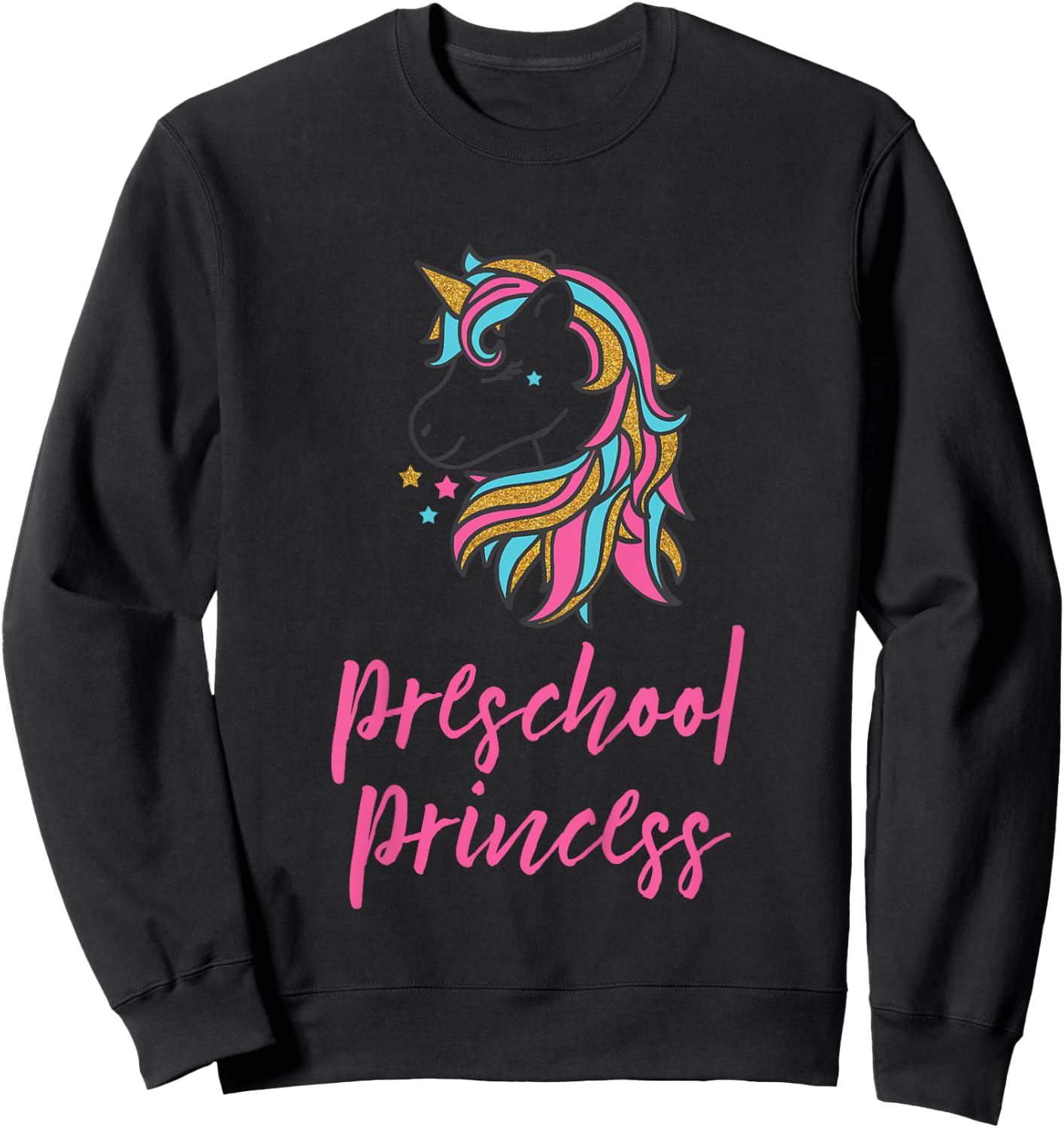 Kids Preschool Princess Unicorn Shirt for Girls, School Shirt Sweatshirt - Sweatshirt | Black