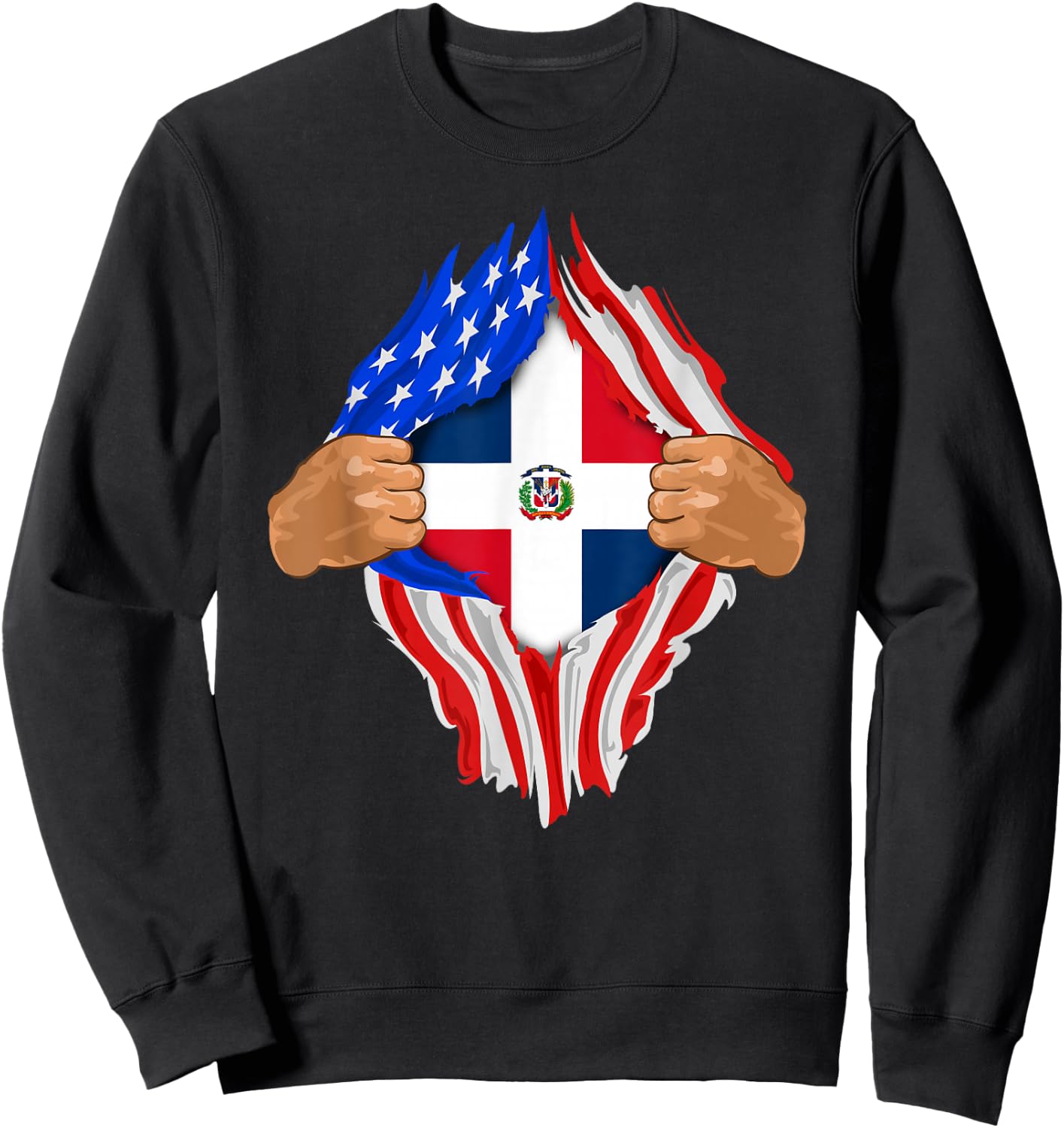 Dominican Blood Inside Me Dominican Republic Flag Gift Sweatshirt - Sweatshirt | Black