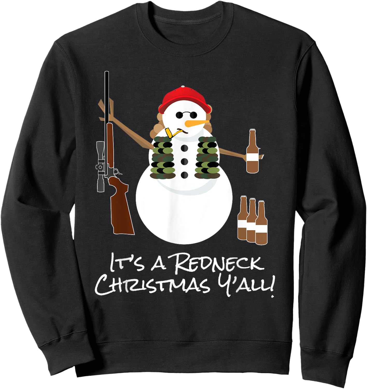 Funny Redneck Christmas Snowman Shirt Sarcastic Gift Sweatshirt - Sweatshirt | Black