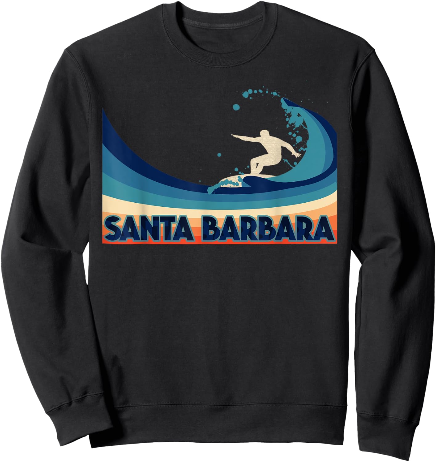 Santa Barbara Retro Surf Travel Souvenir Gift Sweatshirt - Sweatshirt | Black
