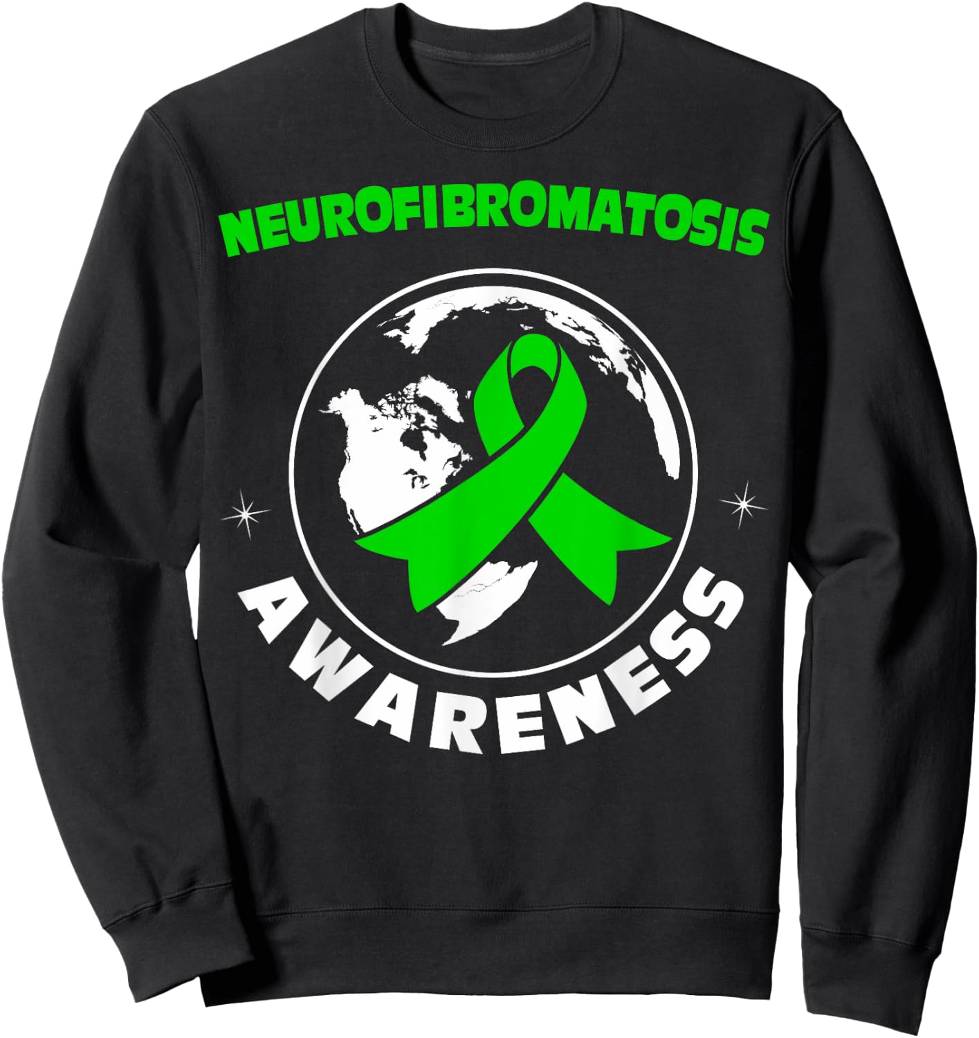 Green Awareness Ribbon Neurofibromatosis Sweatshirt - Sweatshirt | Black