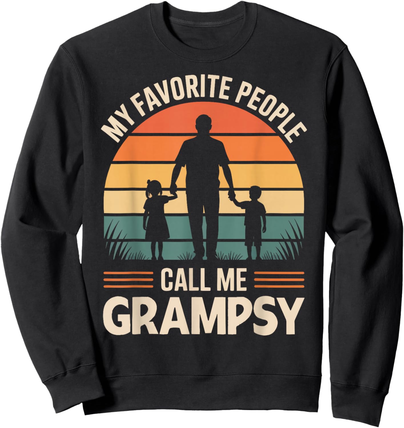My Favorite People Call Me Grampsy Retro Sunset Sweatshirt - Sweatshirt | Black