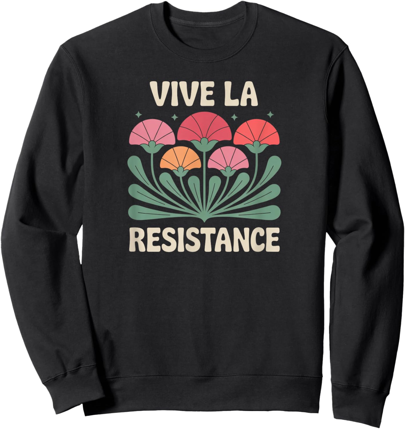 Vive La Resistance Feminist Retro Vintage Sweatshirt - Sweatshirt | Black
