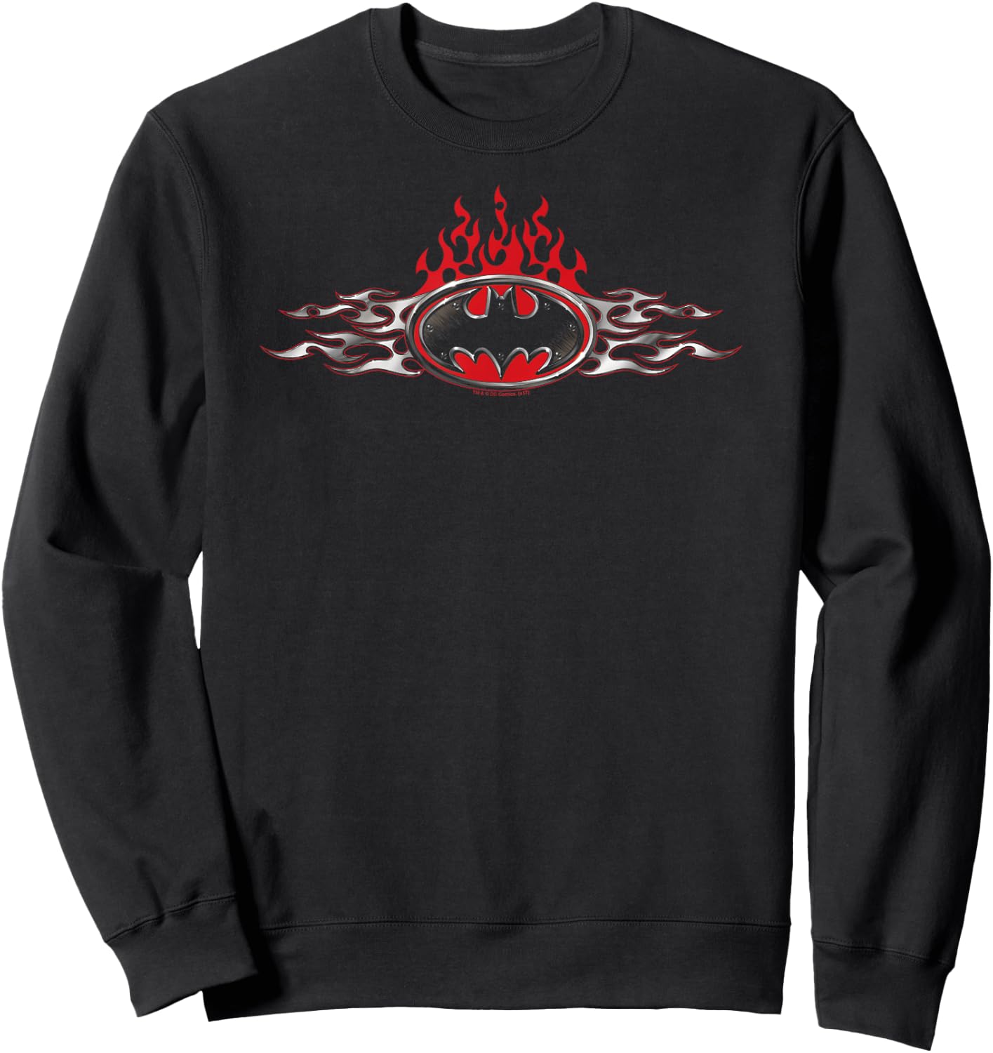 Batman Steel Flames Logo T Shirt Sweatshirt - Sweatshirt | Black