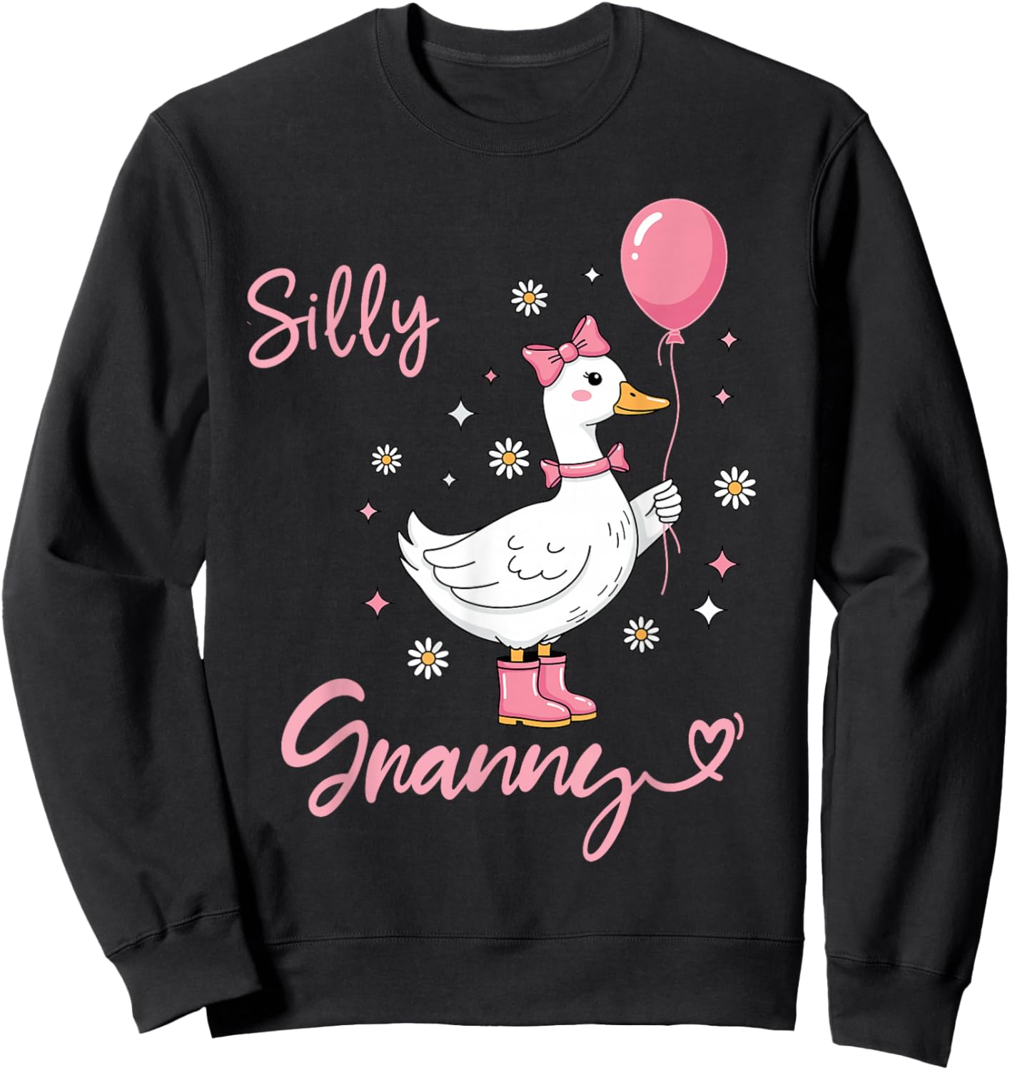 Silly Granny Cute Goose Grandmother Family Matching Birthday Sweatshirt - Sweatshirt | Black