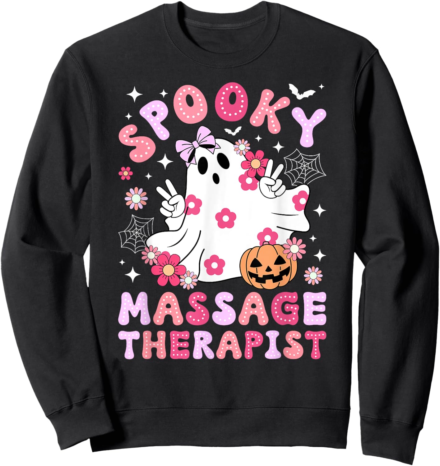 Spooky Massage Therapist Halloween Massage Therapy Groovy Sweatshirt - Sweatshirt | Black