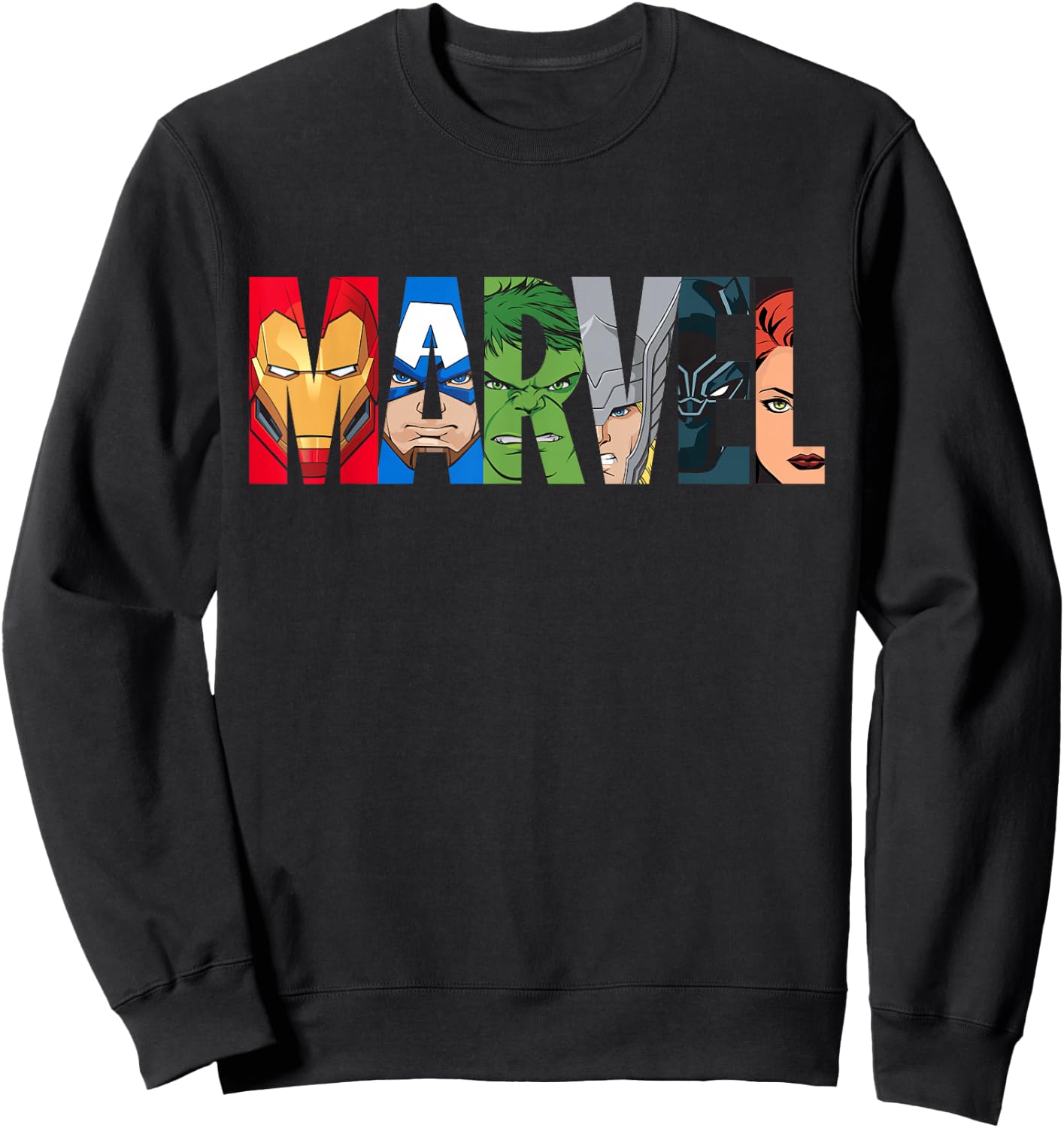Marvel Logo Avengers Super Heroes Sweatshirt - Sweatshirt | Black