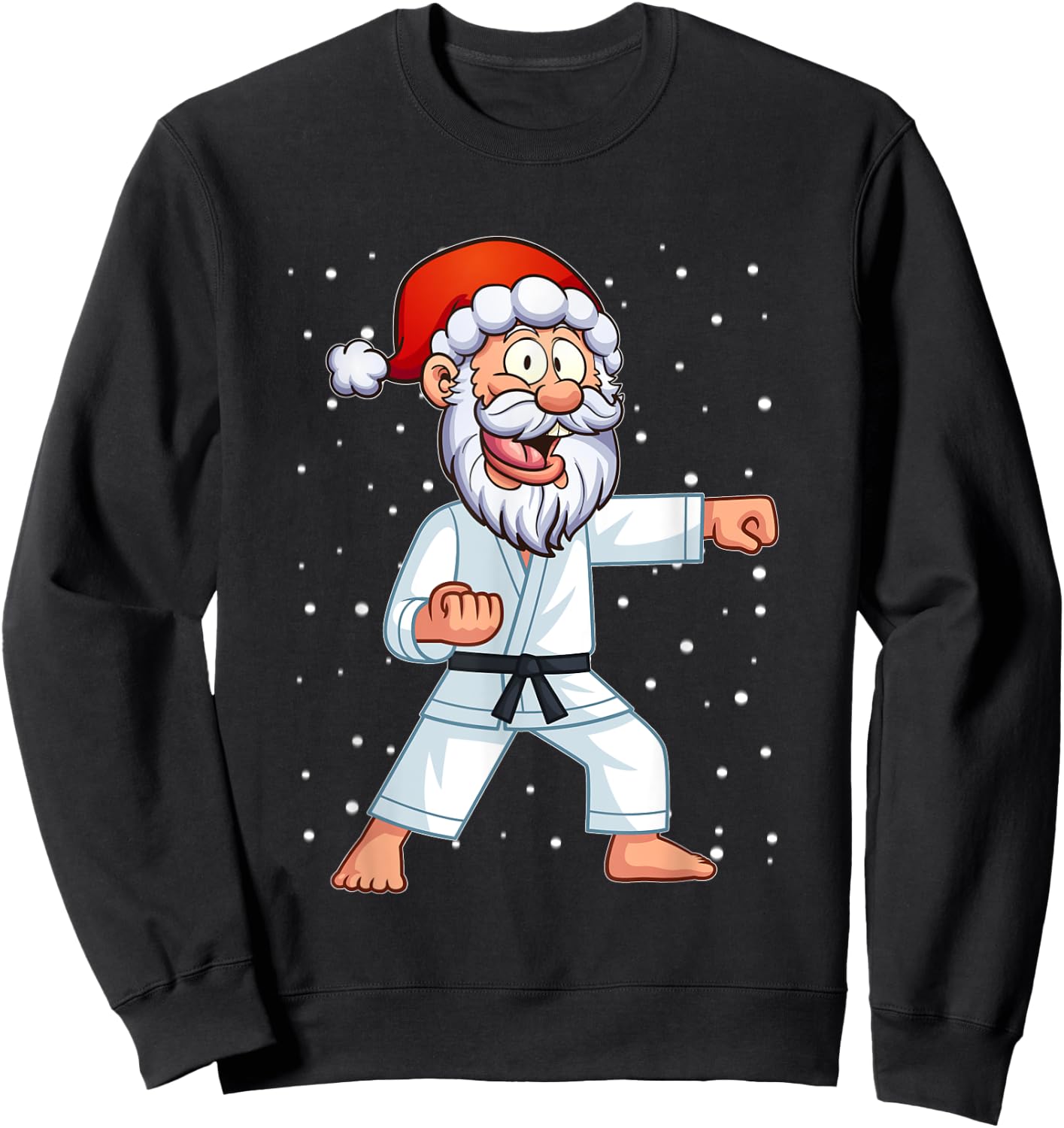 Funny Santa Hat Christmas Karate Kids Shirt For Boys Sweatshirt - Sweatshirt | Black