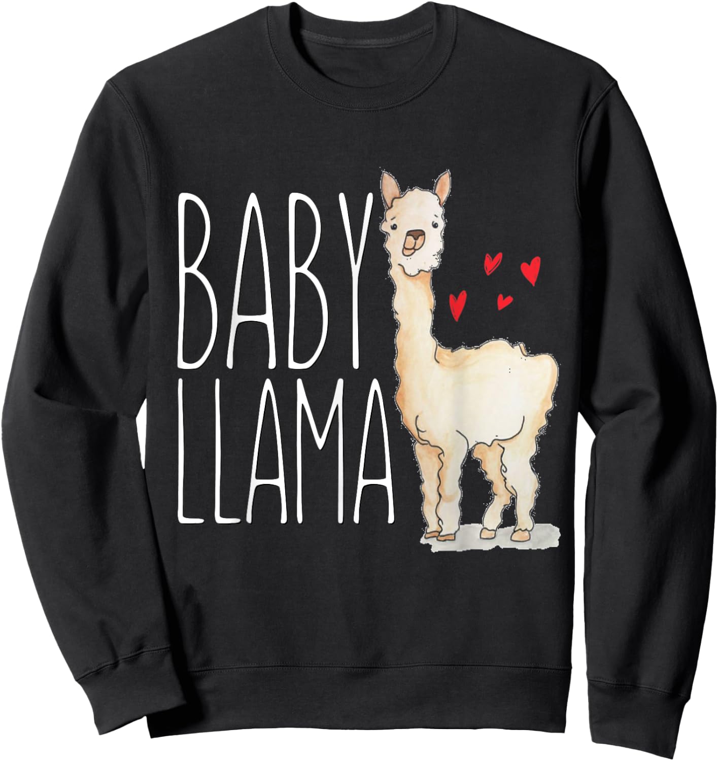 Baby Llama Funny Matching Family Tribe Hearts Sweatshirt - Sweatshirt | Black