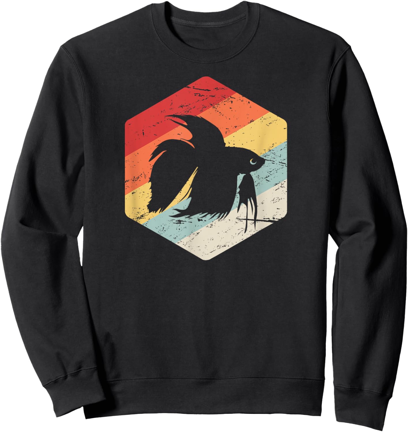 Retro Vintage Freshwater Aquarium Betta Fish Sweatshirt - Sweatshirt | Black