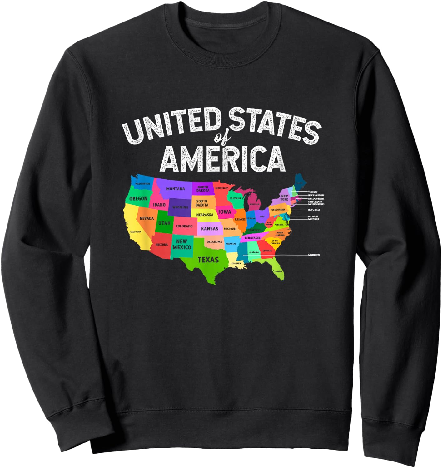 USA map Shirt United States Map US Travel Gift Sweatshirt - Sweatshirt | Black
