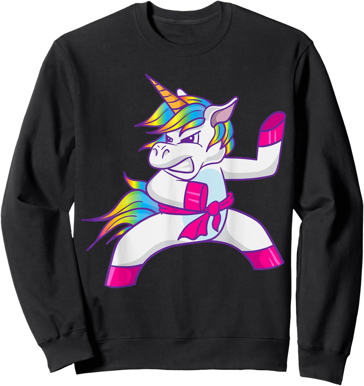 Ninja Unicorn Karate Taekwondo Kung Fu Fighting Unicorn Sweatshirt - Sweatshirt | Black