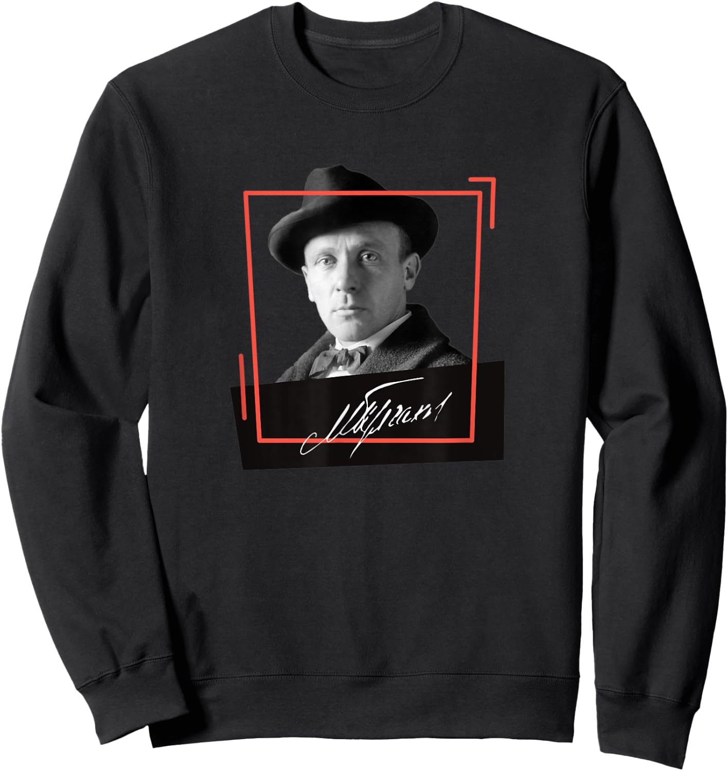 Russian Writer Mikhail Bulgakov With Signature Sweatshirt - Sweatshirt | Black