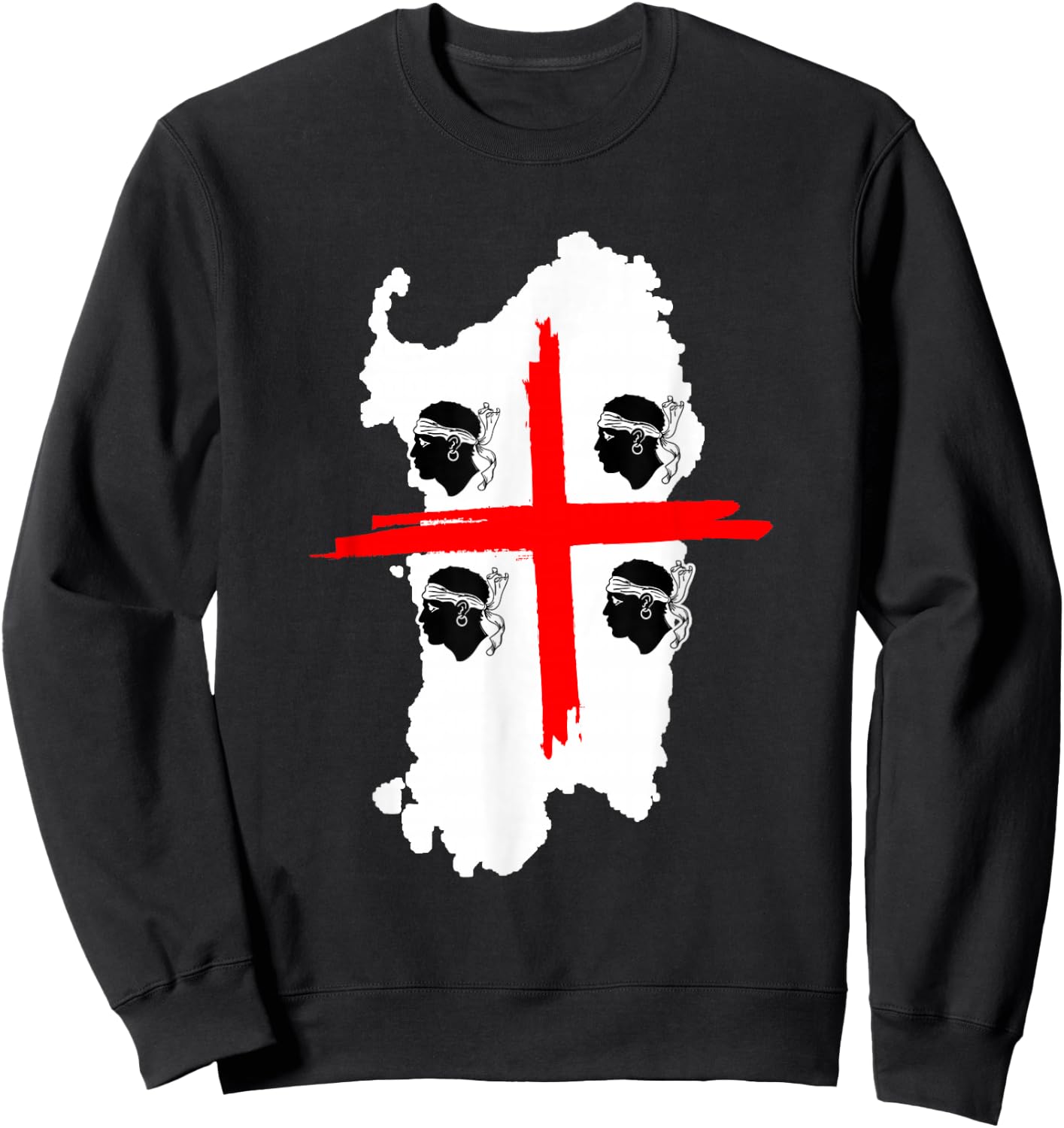 4 Mori Sardegna Flag back print sardinia gift Sweatshirt - Sweatshirt | Black