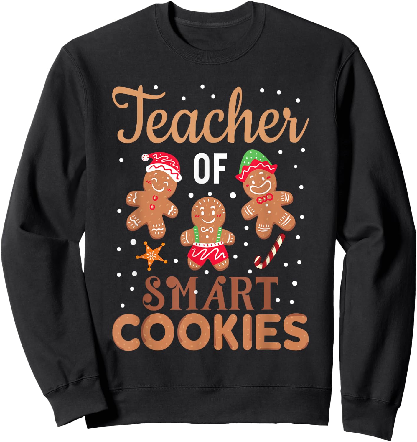 Christmas Teacher Cute Gingerbread Cookies Women Kids Sweatshirt - Sweatshirt | Black