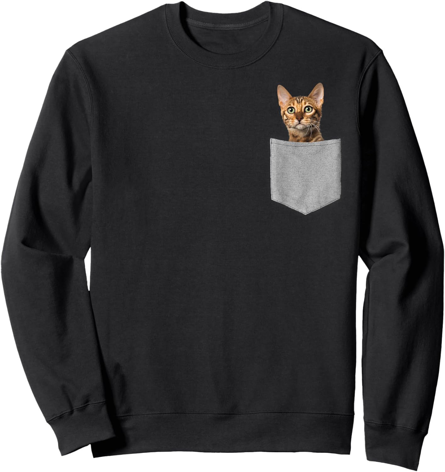 Funny Bengal Cat In Pocket Cute Kitty Lover Gifts Sweatshirt - Sweatshirt | Black