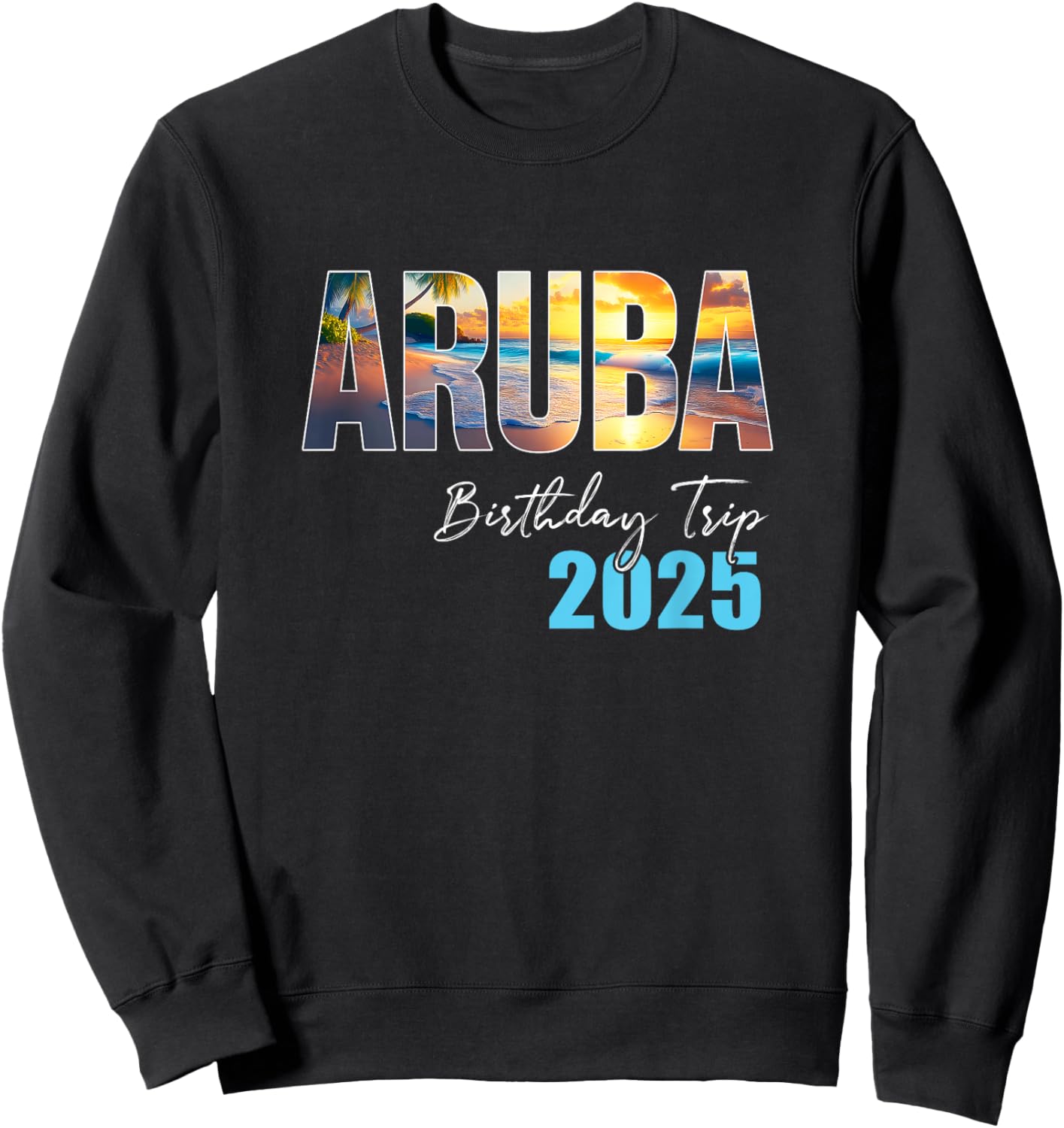 Aruba Birthday Trip 2025 Vacation Party Crew Cruise Sweatshirt - Sweatshirt | Black