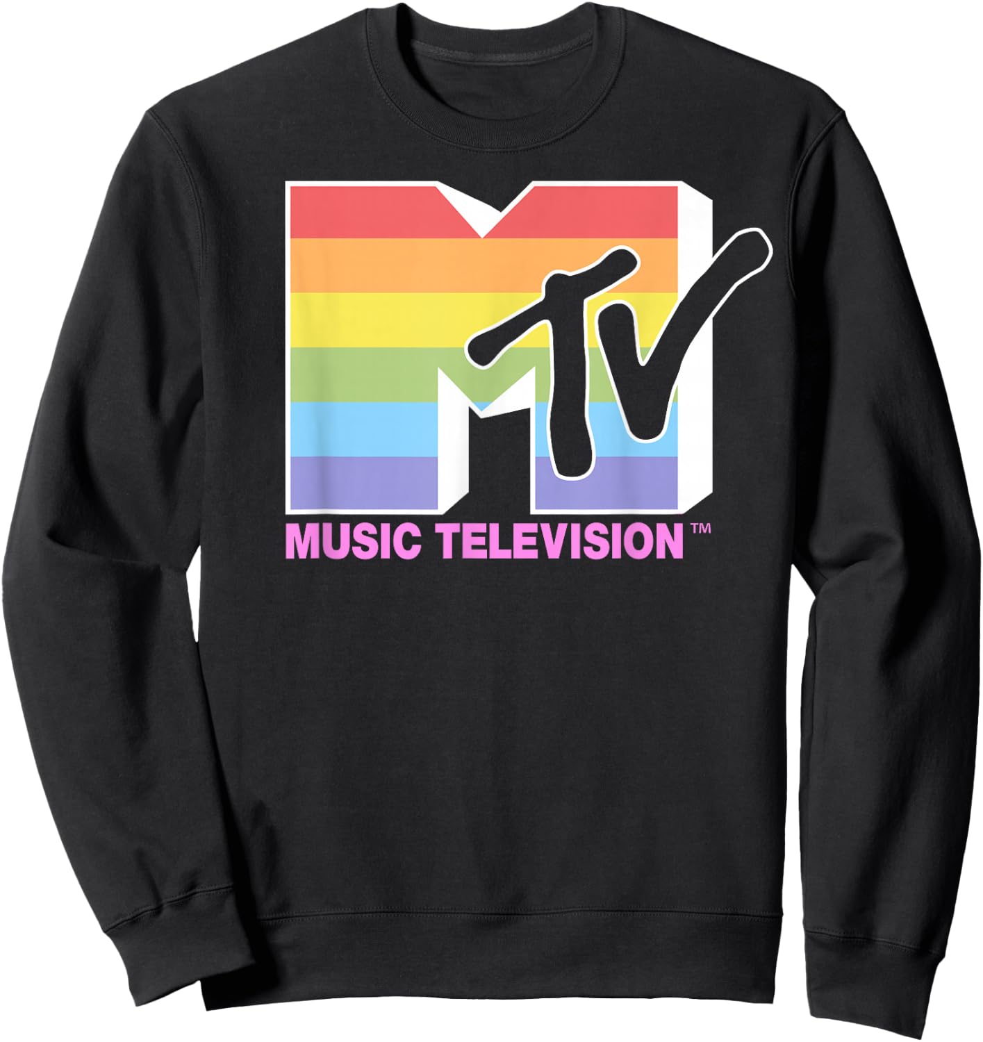 MTV Music Television Rainbow Pride Logo Fill Sweatshirt - Sweatshirt | Black