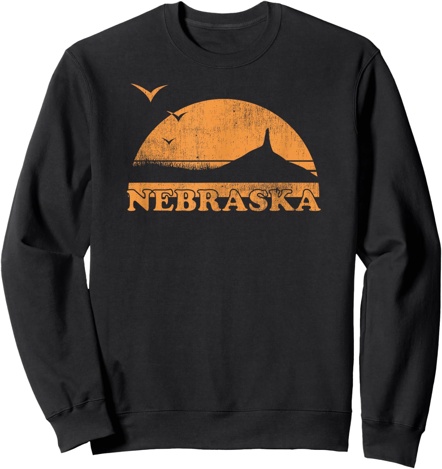 Vintage Nebraska 70s 80s Sunrise - NE Distressed Sweatshirt - Sweatshirt | Black