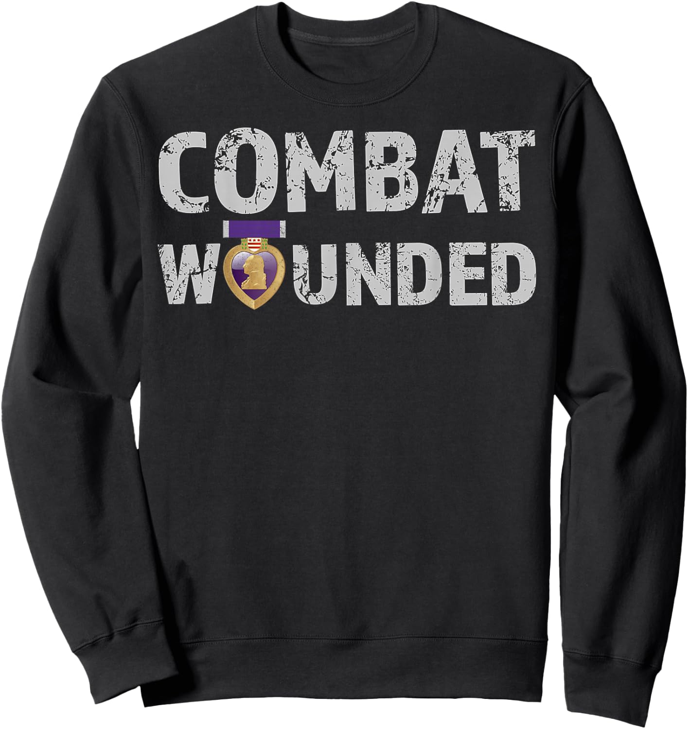 Purple Heart Award Shirt Combat Wounded Veteran Sweatshirt - Sweatshirt | Black