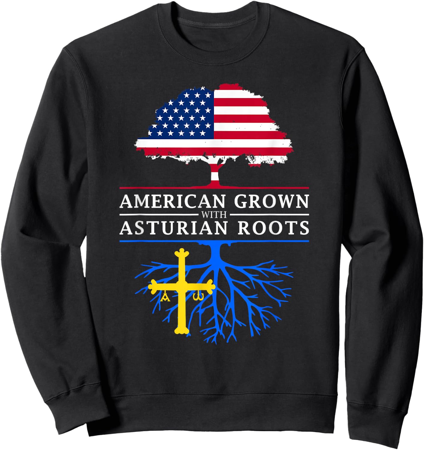 Asturian American Flag Reunion - Asturias Shirt Sweatshirt - Sweatshirt | Black