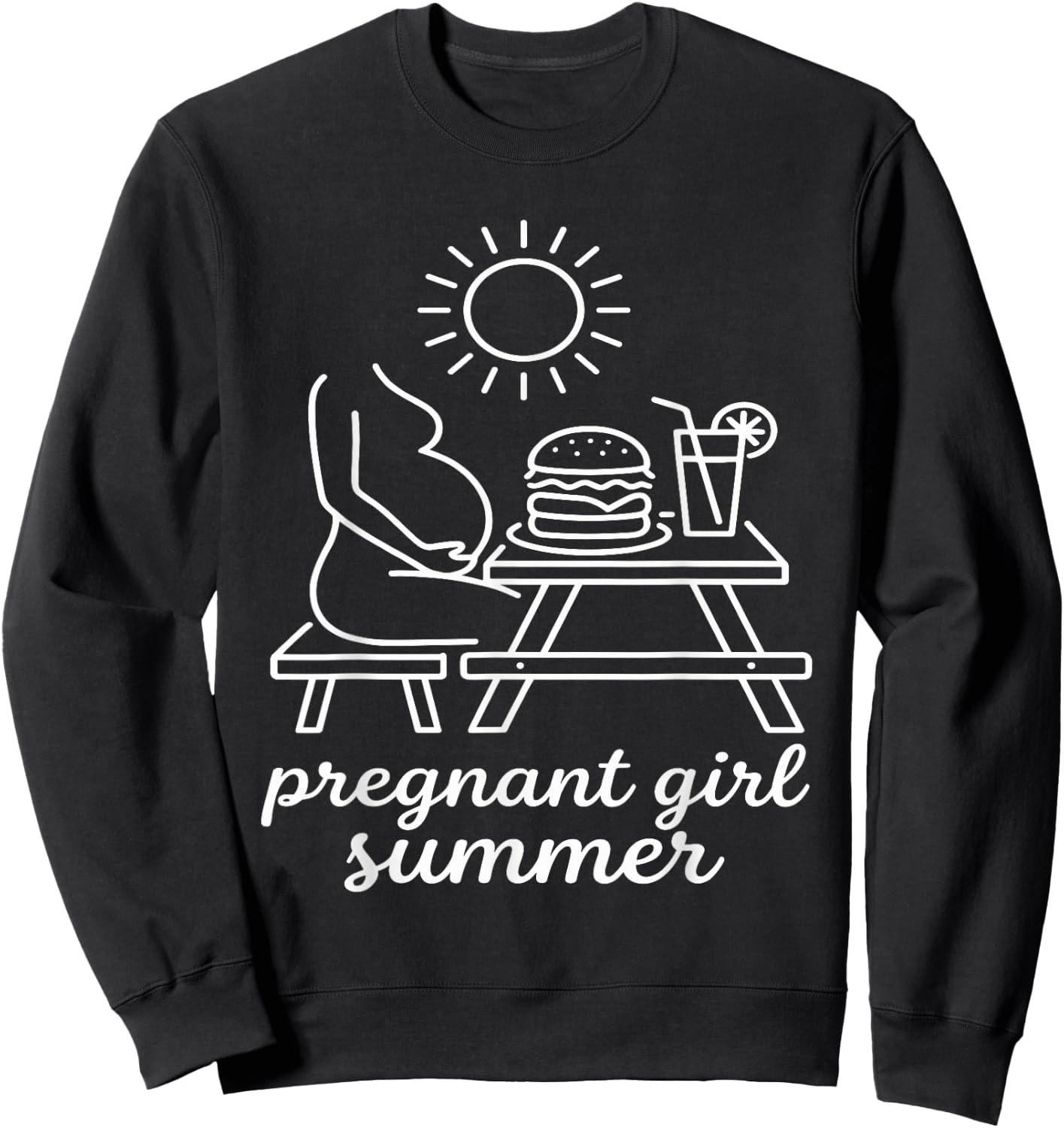 Pregnant Girl Summer - Pregnancy Announcement Sweatshirt - Sweatshirt | Black