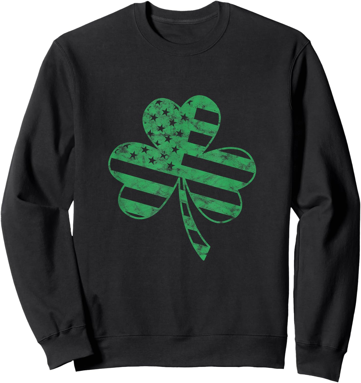 Irish American Flag Vintage Shamrock St Patricks Day Sweatshirt - Sweatshirt | Black