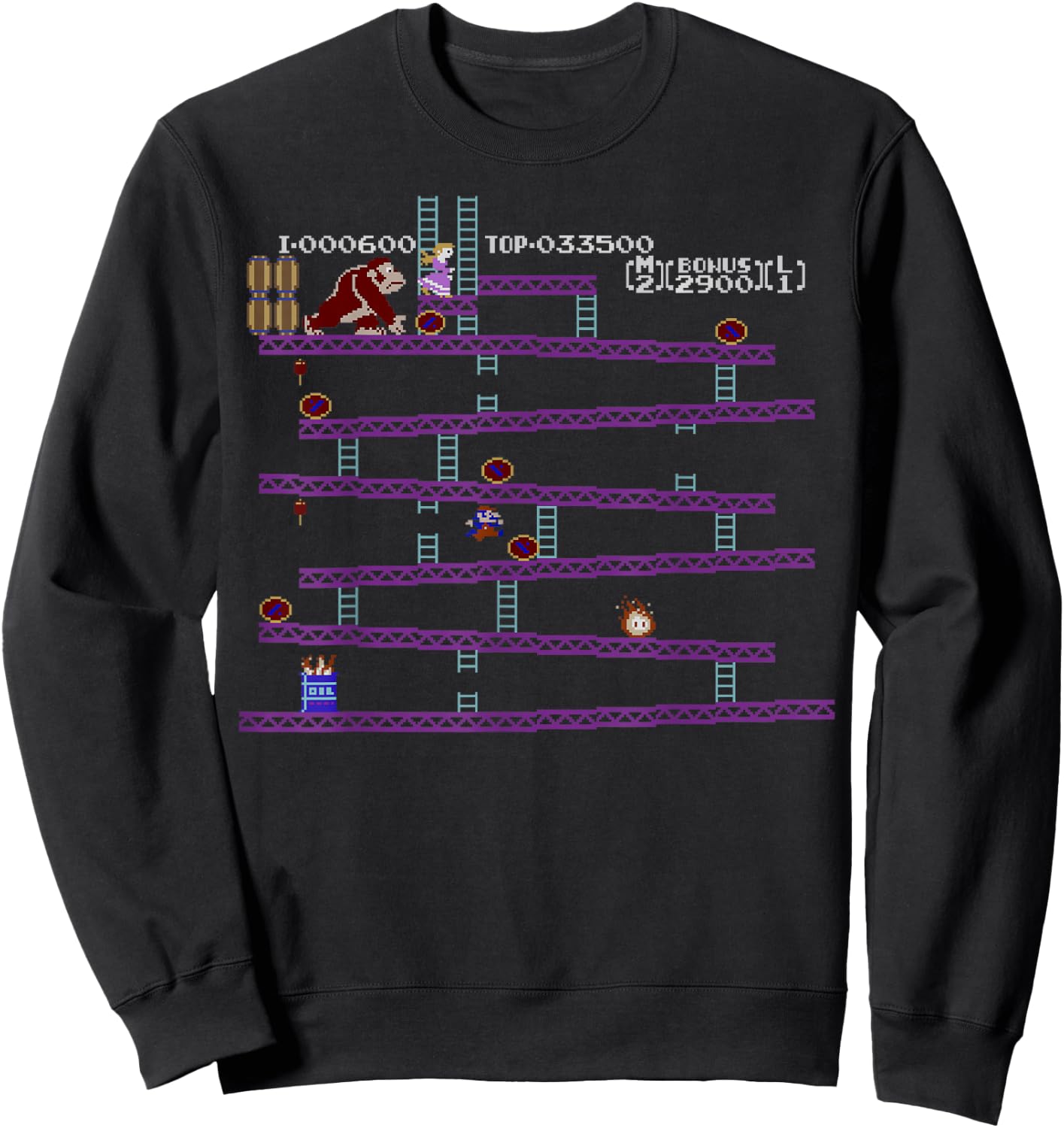 Donkey Kong Retro Arcade Game Screen Sweatshirt - Sweatshirt | Black
