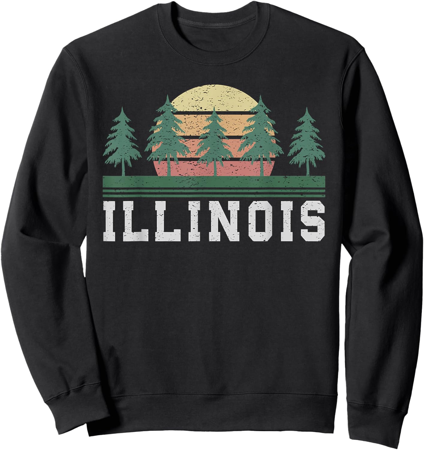 Illinois Retro Vintage Shirt Gift Men Women Kids Sweatshirt - Sweatshirt | Black
