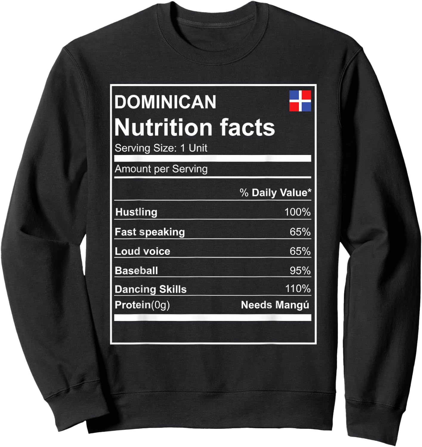 Dominican Nutrition Facts cool and modern Sweatshirt - Sweatshirt | Black