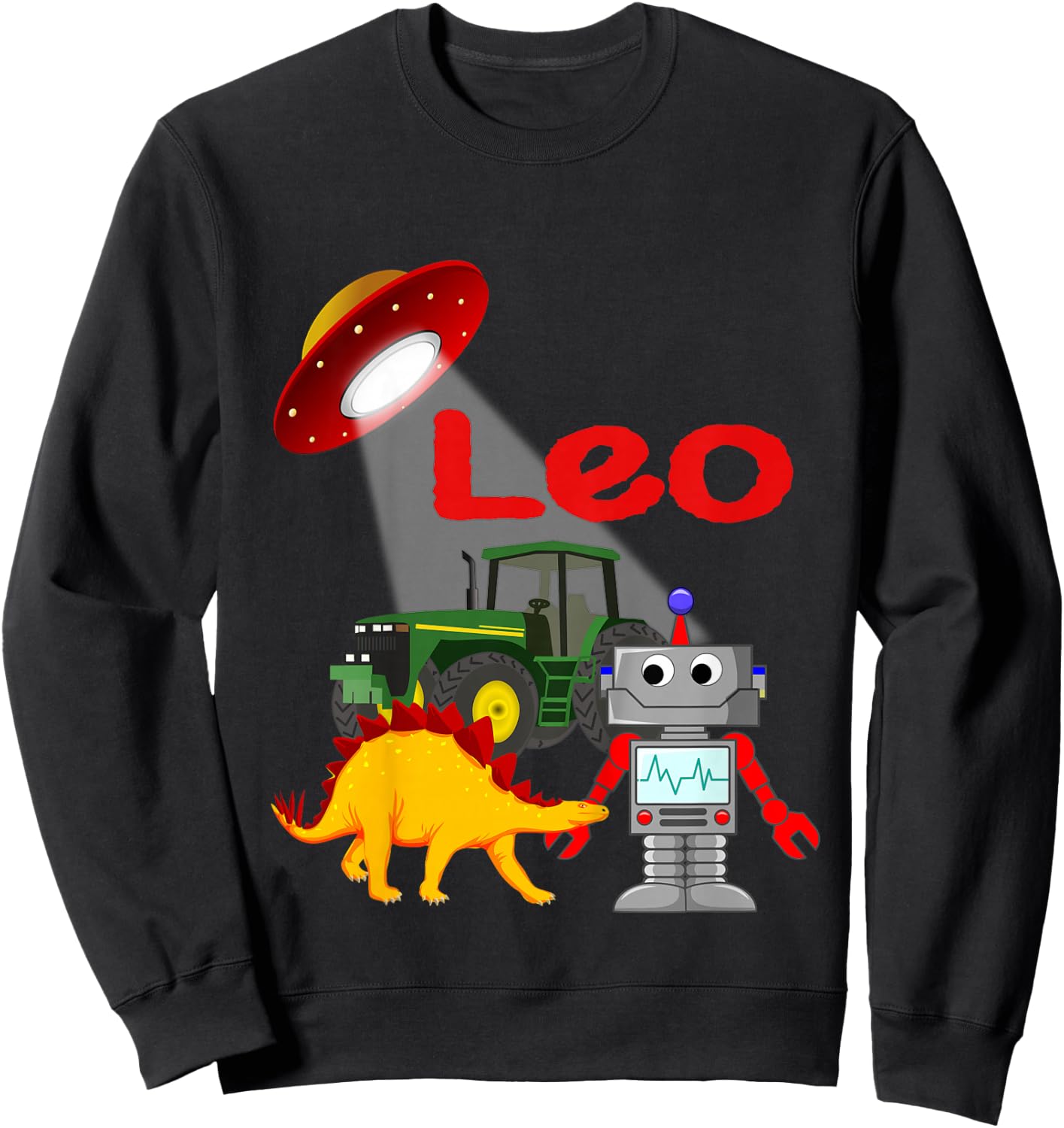 Kids Leo Personalized Custom Name Boys Sweatshirt - Sweatshirt | Black