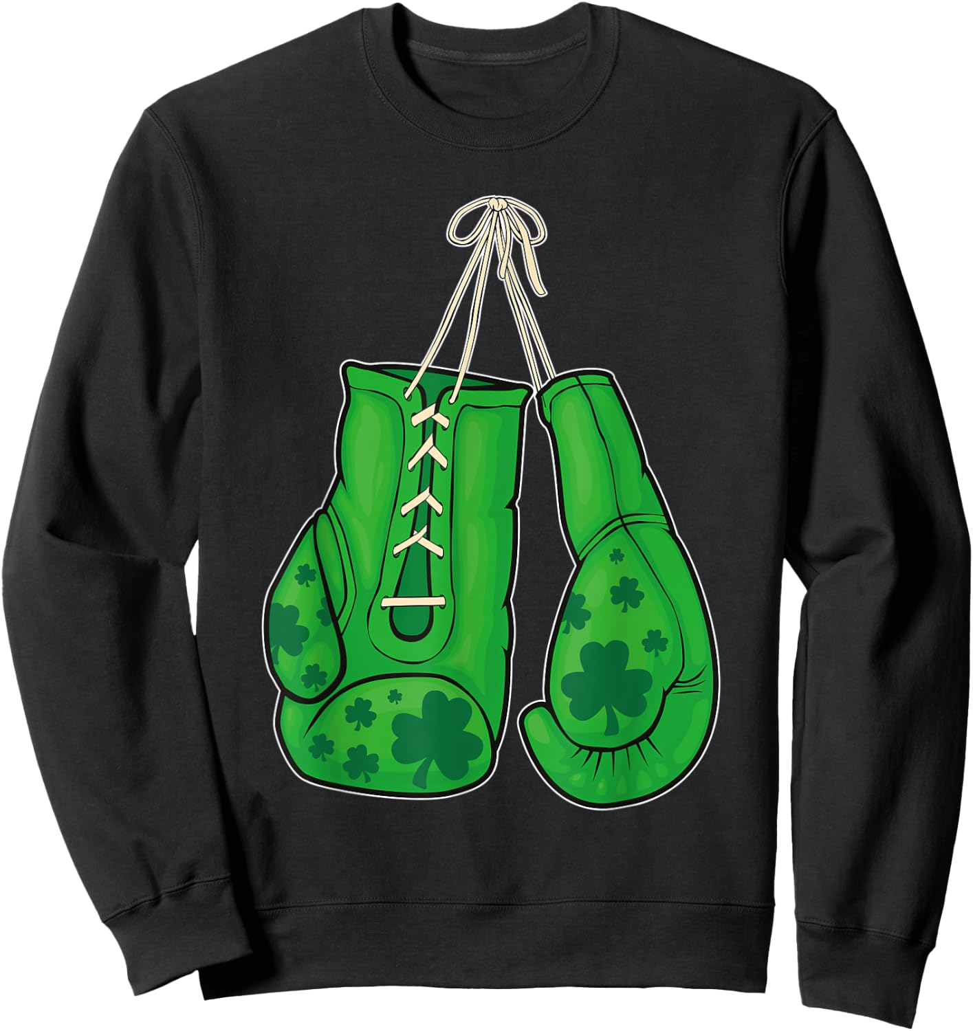 St Patricks Day Boxing Gloves Green Lucky Shamrock Sweatshirt - Sweatshirt | Black
