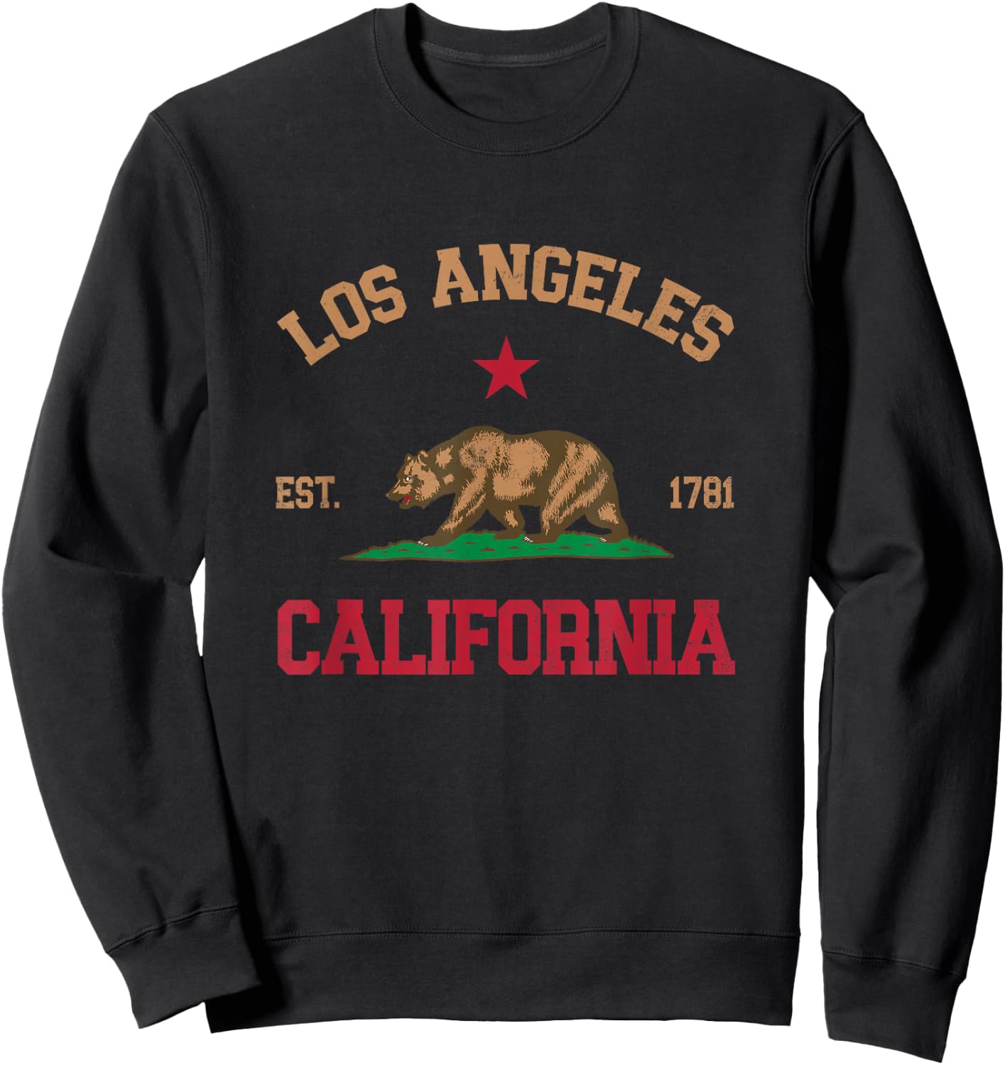 Los Angeles, California CA Designs -Adults , Black, Small, Short Sleeve Sweatshirt - Sweatshirt | Black