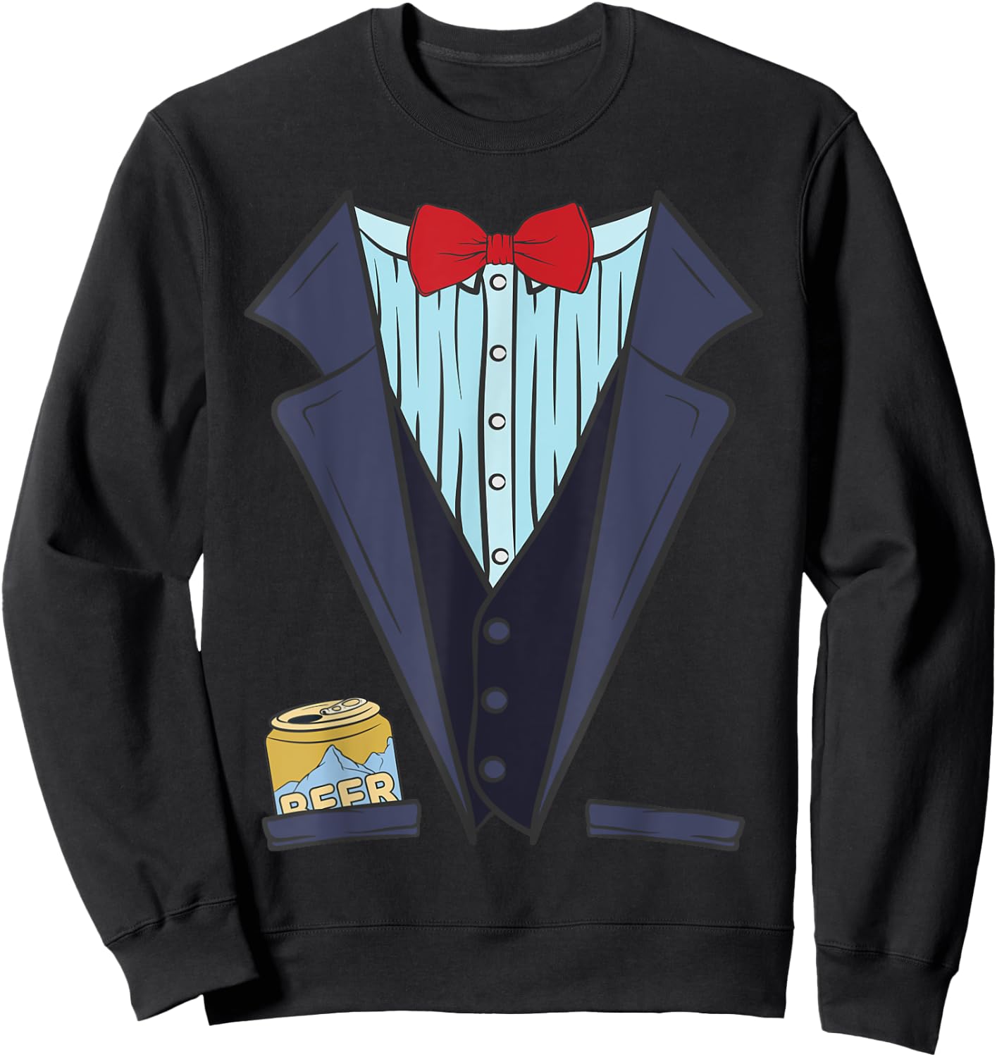 Bachelor Party Shirt for Best Man Beer Can Fake Tuxedo Shirt Sweatshirt - Sweatshirt | Black