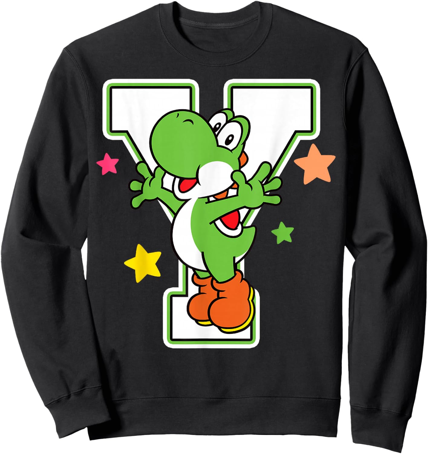 Super Mario Yoshi Stars Poster Graphic Sweatshirt - Sweatshirt | Black