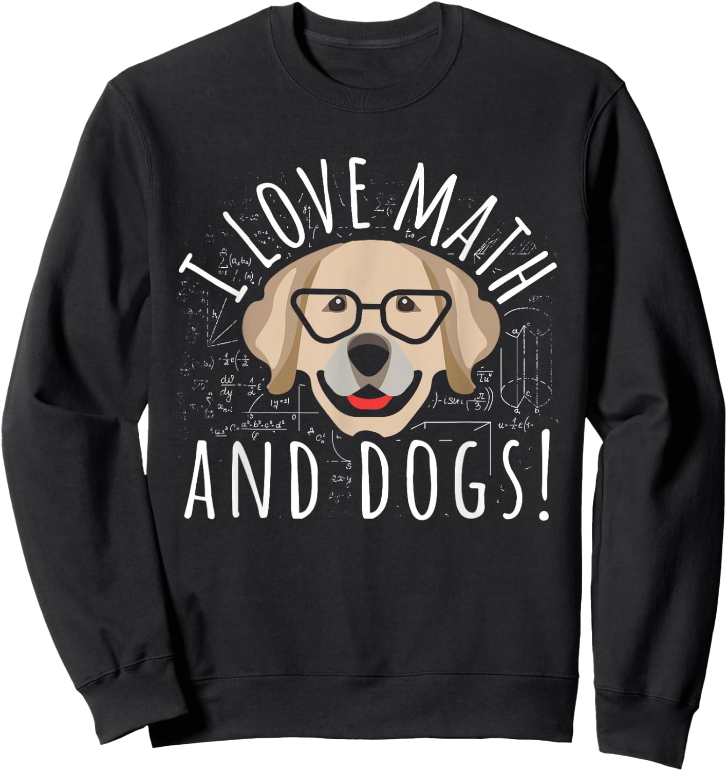 I Love Math And Dogs Algebra Brown Dog Teacher Student Gift Sweatshirt - Sweatshirt | Black