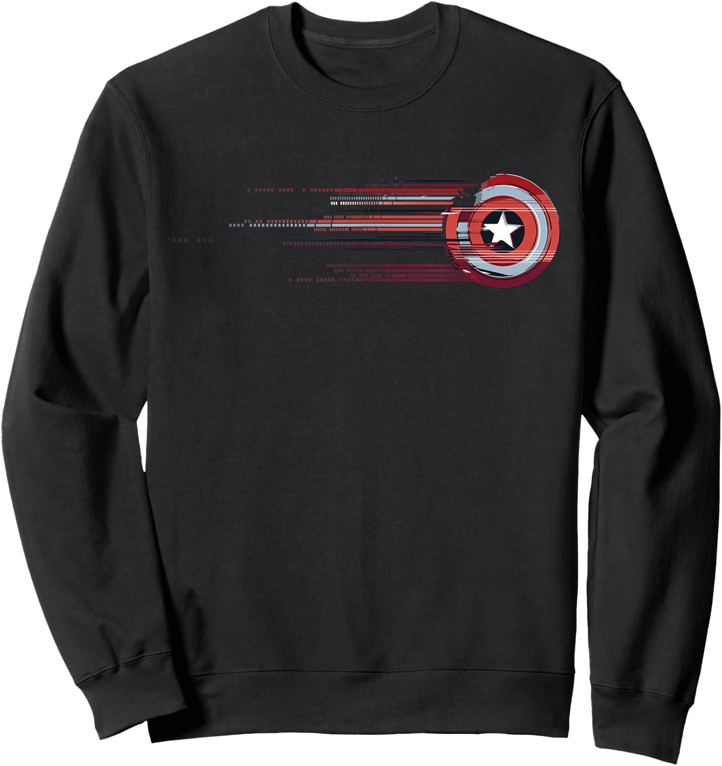 Marvel Captain America Shield Glitch Stripes Sweatshirt - Sweatshirt | Black