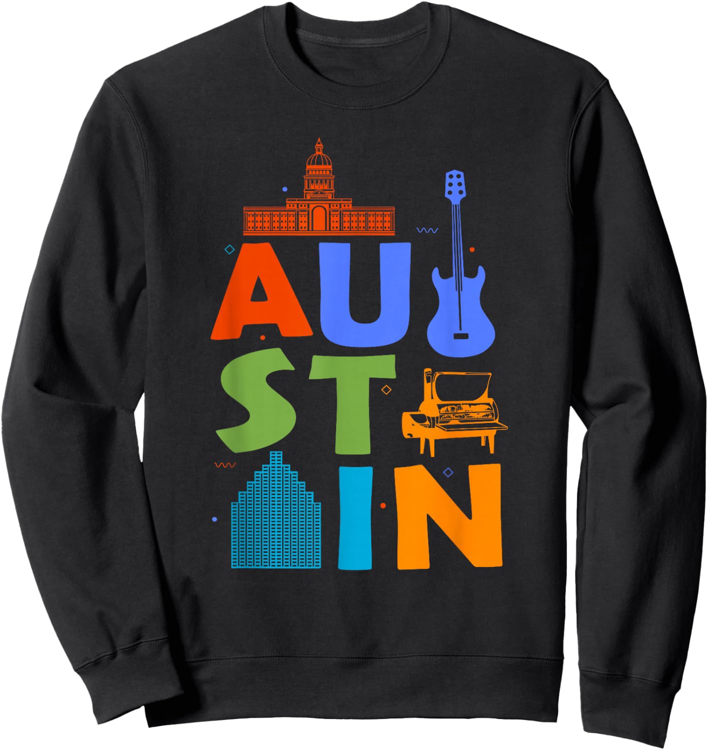 Austin Texas Souvenir Guitar Music City Austin Sweatshirt - Sweatshirt | Black