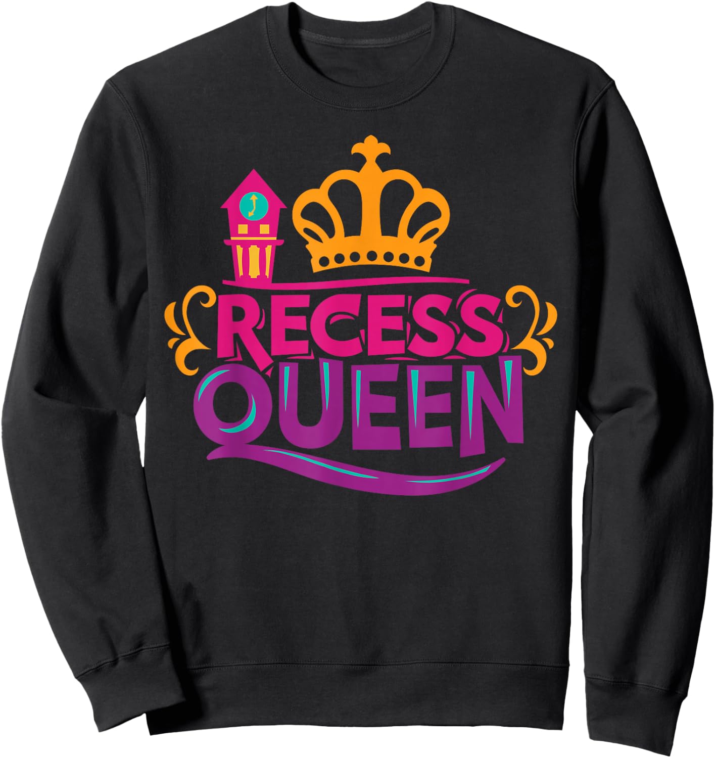 Recess Queen Back To School Student Girl Gift 1st 2nd Grade Sweatshirt - Sweatshirt | Black