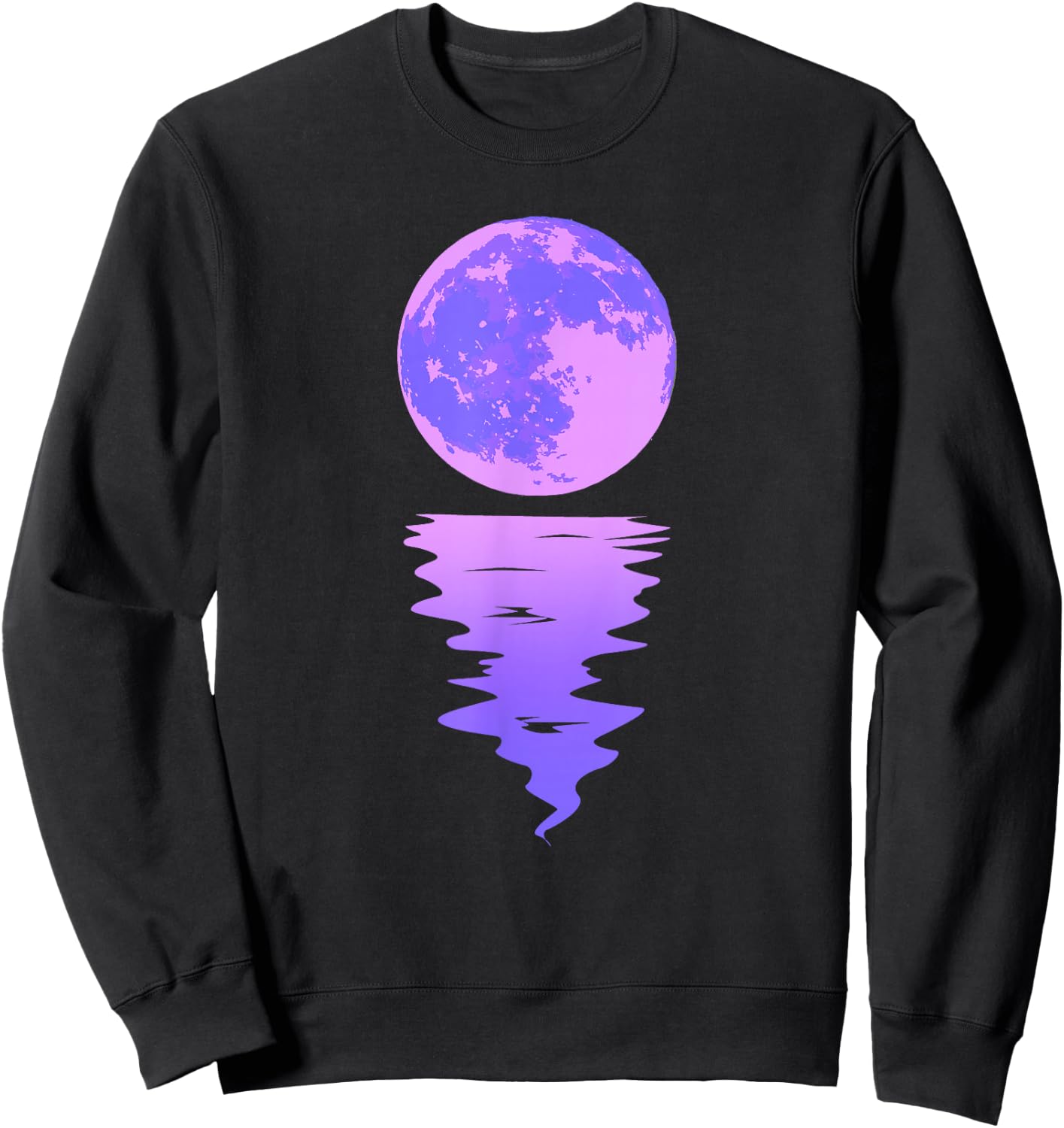 Vaporwave Aesthetic Purple Moon Pastel Moonlight Graphic Sweatshirt - Sweatshirt | Black