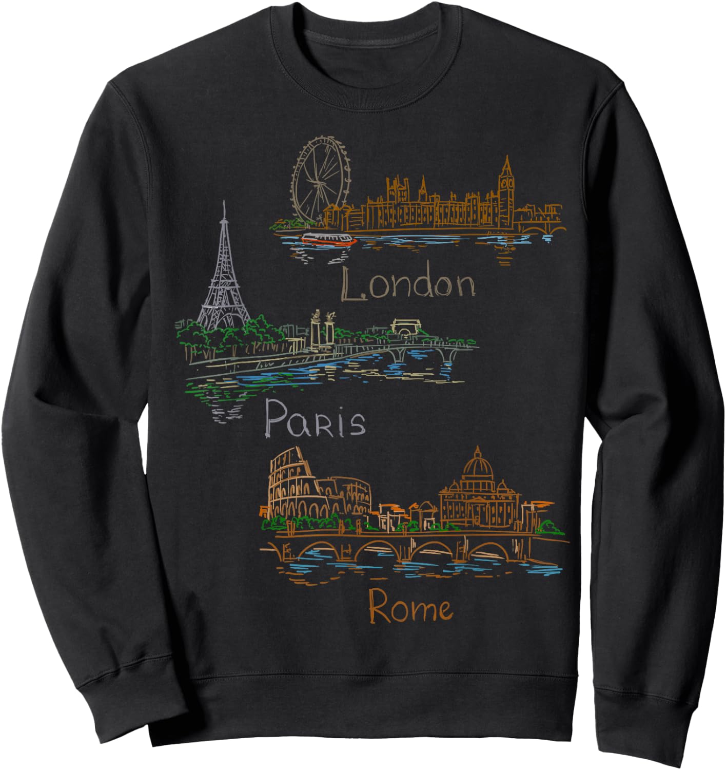 London Paris Rome Shirt Sweatshirt - Sweatshirt | Black