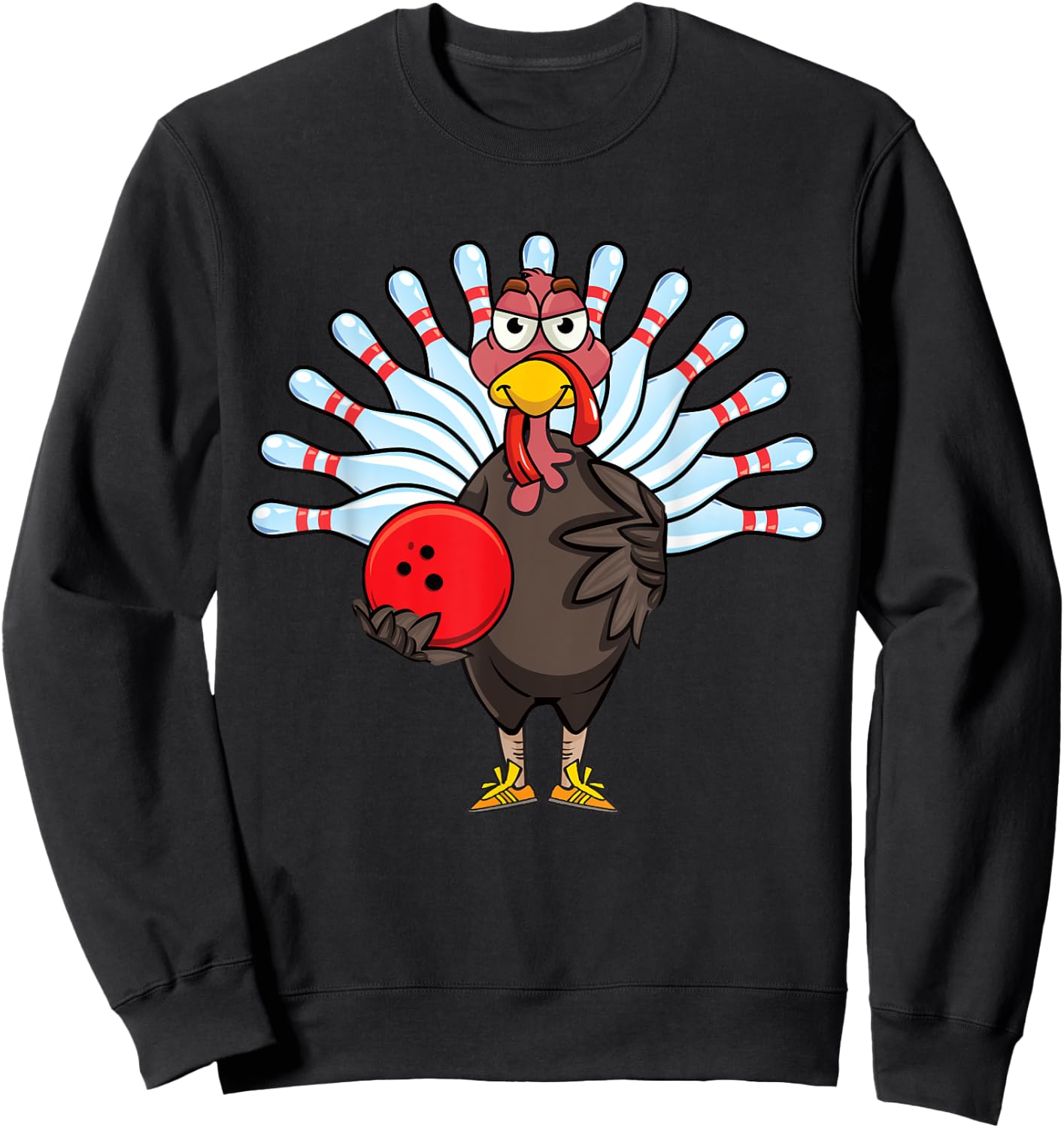Thanksgiving Turkey Bowling Pin Matching Team Gift Sweatshirt - Sweatshirt | Black